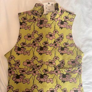 Zara FLORAL JACQUARD TOP  GREEN - REF 5039/010